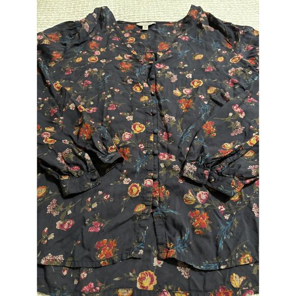 Lucky Brand Floral Button Front Blouse M Long Sleeve Boho Cottagecore Romantic - Picture 4 of 9